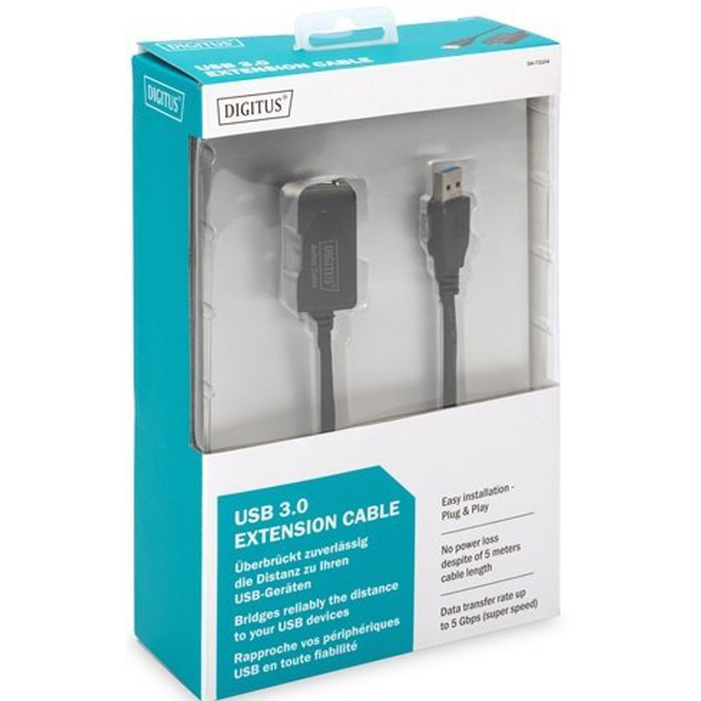 Подовжувач DIGITUS USB 3.0 5 м Black (DA-73104) Роз'єм 2 USB тип А (мама)