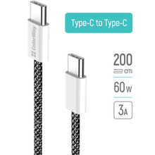 Кабель COLORWAY Type-C - Type-C PD Fast Charging 60W 3.0А 2 м Black (CW-CBPDCC068-BK)