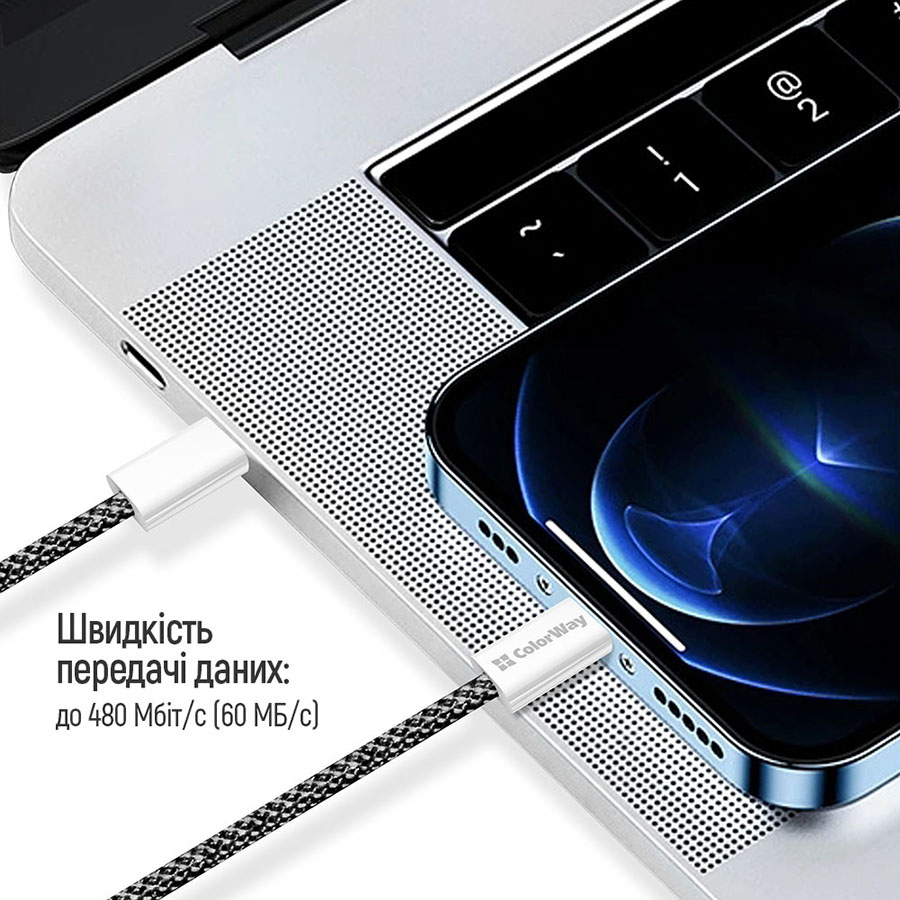 Обзор Кабель COLORWAY Type-C - Type-C PD Fast Charging 60W 3.0А 2 м Black (CW-CBPDCC068-BK)