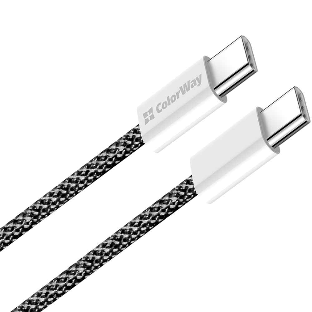 Кабель COLORWAY Type-C - Type-C PD Fast Charging 60W 3.0А 2 м Black (CW-CBPDCC068-BK) Разъем 1 USB тип C (папа)