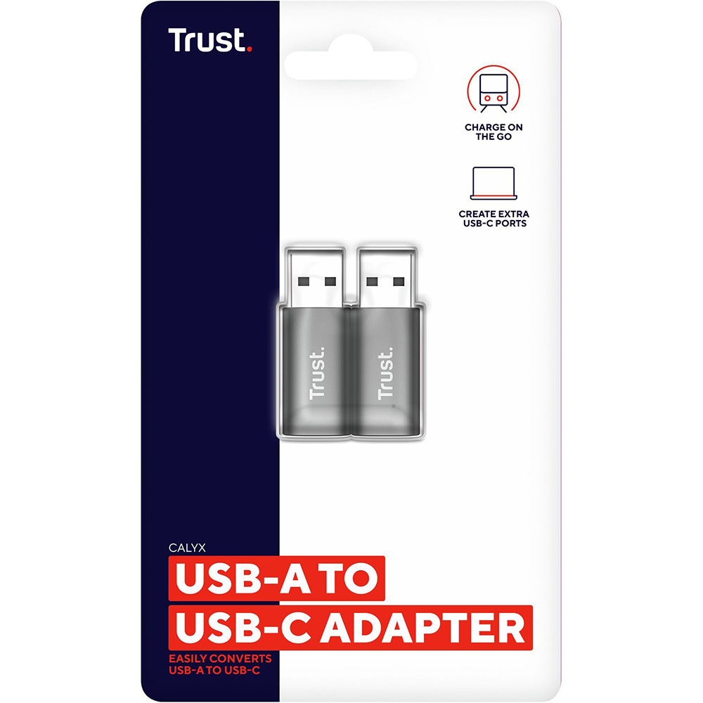 Зовнішній вигляд Перехідник Trust Calyx USB-C to USB-A 2шт Gray (25573_TRUST)