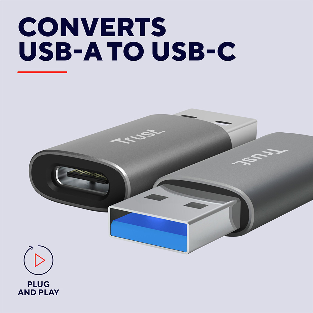 Замовити Перехідник Trust Calyx USB-C to USB-A 2шт Gray (25573_TRUST)