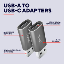 Переходник Trust Calyx USB-C to USB-A 2шт Gray (25573_TRUST)