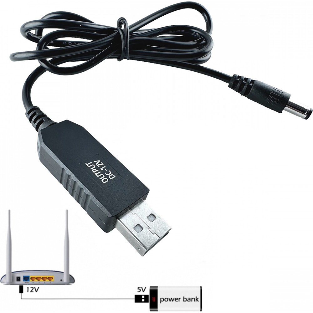 Кабель живлення DYNAMODE USB to DC 5.5x2.1 5V-12V 1м Black (DM-USB-DC-5.5x2.1-12V) Вид кабель