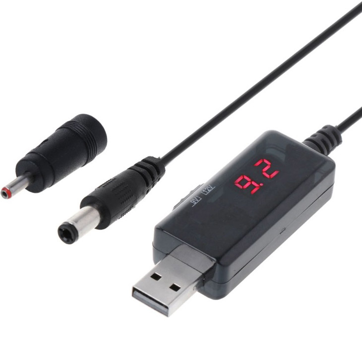 Кабель живлення DYNAMODE USB to DC 5.5x2.1mm + 3.5x1.35mm 5V to 9V/12V 0.8м Black (KWS-912V)