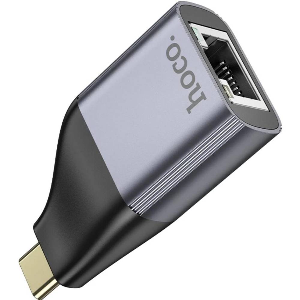Перехідник HOCO UA35 Type-C to RJ45 Metal Gray (6942007645607)