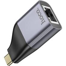 Перехідник HOCO UA35 Type-C to RJ45 Metal Gray (6942007645607)
