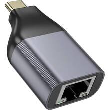 Перехідник HOCO UA35 Type-C to RJ45 Metal Gray (6942007645607)