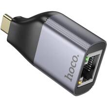 Перехідник HOCO UA35 Type-C to RJ45 Metal Gray (6942007645607)