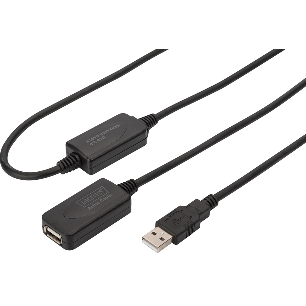 Кабель подовжувач DIGITUS USB 2.0 Active Cable AM-AF 20 м Black (DA-73102) Кабель подовжувач DIGITUS USB 2.0 Active Cable AM-AF 20 м Black (DA-73102)