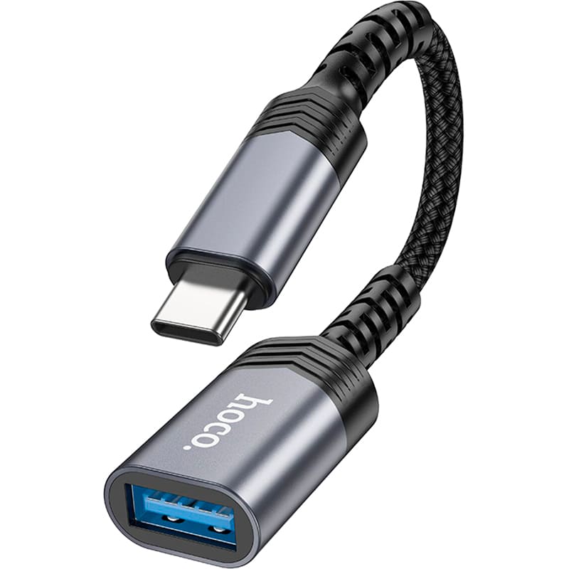 Переходник HOCO UA24 USB Type-C - USB 0.16 м Metal Gray (6942007608848) Разъем 2 USB тип А (мама)