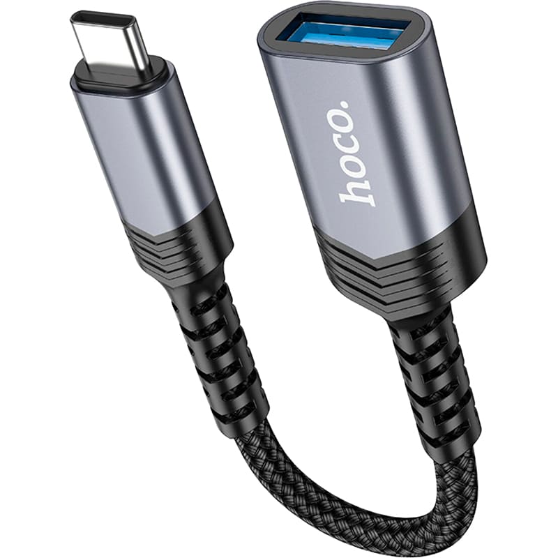Переходник HOCO UA24 USB Type-C - USB 0.16 м Metal Gray (6942007608848) Длина 0.16