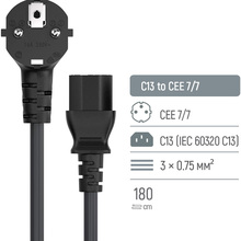 Кабель COLORWAY CEE7/7-C13 1.8 м Black (CW-CBP082-BK)