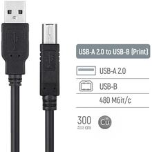 Кабель COLORWAY Print Cable USB-А 2.0 - USB-В 3 м Black (CW-CBUB073-BK)