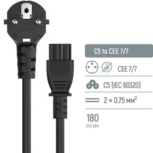 Кабель COLORWAY CEE7/7-C5 1.8 м Black (CW-CBP083-BK)