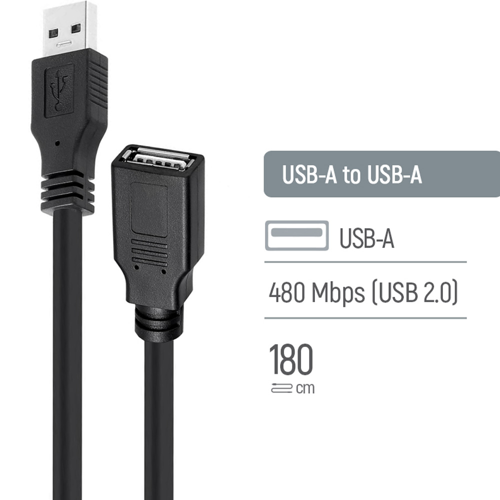 В Україні Кабель COLORWAY USB 2.0 AM - USB 2.0 AF 1.8 м Black (CW-CBUF076-BK)