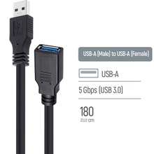 Кабель COLORWAY USB 3.0 AM - USB 3.0 AF 1.8 м Black (CW-CBUF075-BK)