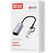 Мережевий адаптер COLORWAY USB-A/USB-C 3.0 – RJ45 Gigabit Ethernet (CW-AD-CRG)