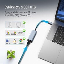 Мережевий адаптер COLORWAY USB-A/USB-C 3.0 – RJ45 Gigabit Ethernet (CW-AD-CRG)