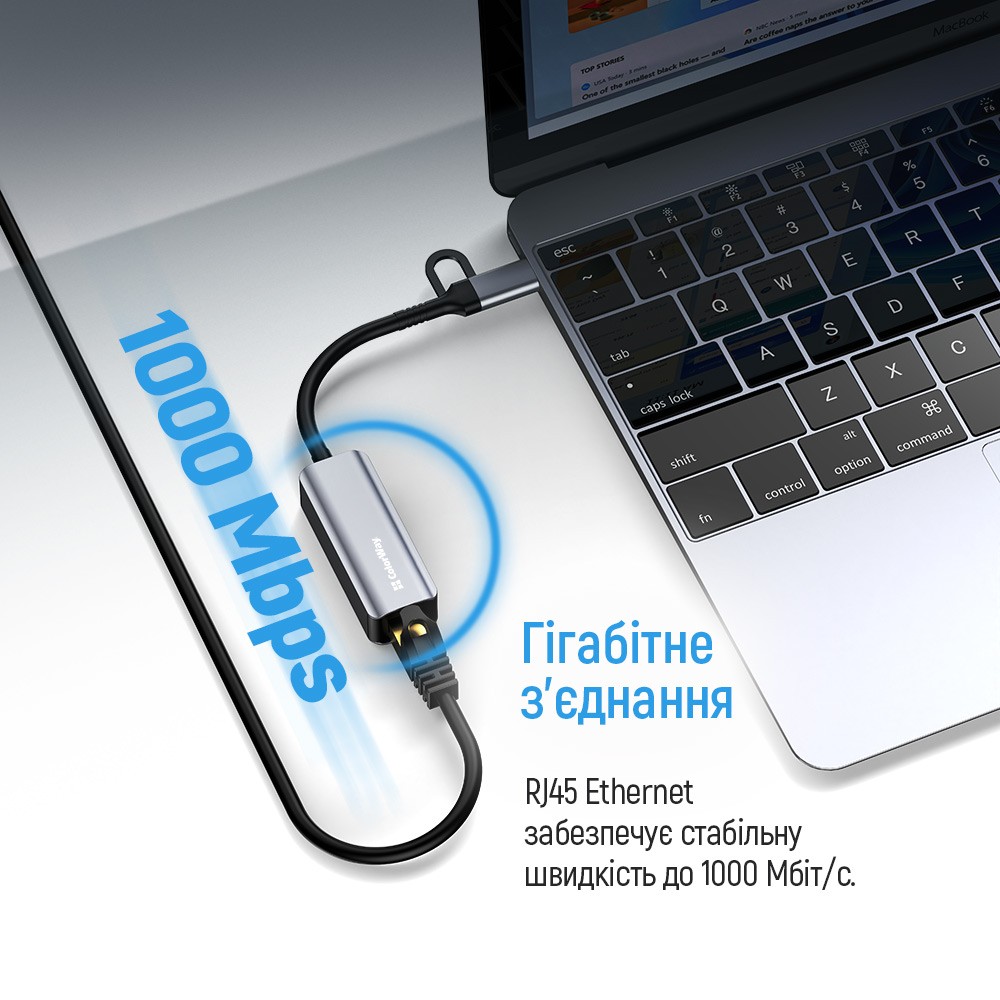 В Україні Мережевий адаптер COLORWAY USB-A/USB-C 3.0 – RJ45 Gigabit Ethernet (CW-AD-CRG)