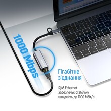 Мережевий адаптер COLORWAY USB-A/USB-C 3.0 – RJ45 Gigabit Ethernet (CW-AD-CRG)