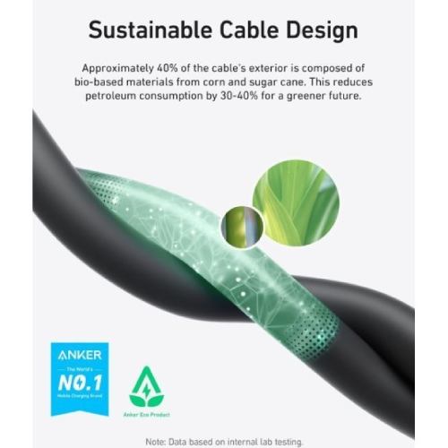 Кабель ANKER USB Type-C - USB Type-C 240W 0,9 м Black (A80N1H11) Разъем 1 USB тип C (папа)