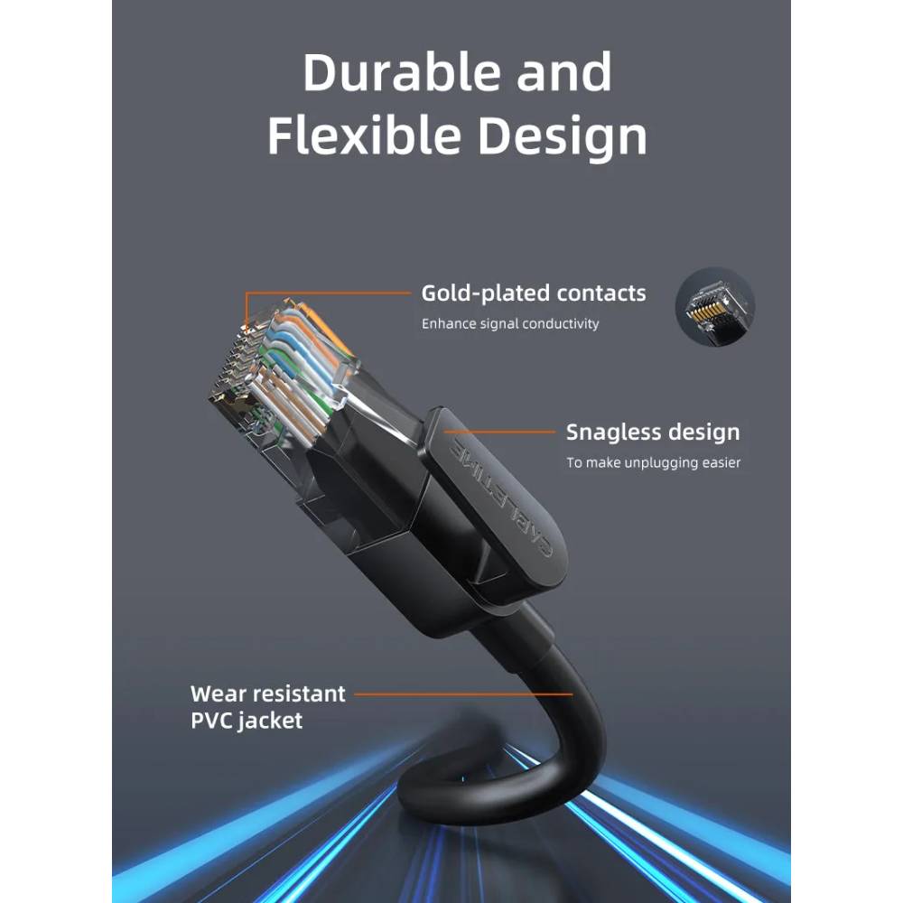 Патч-корд CABLETIME Cat6 UTP 0.5 м Black (CN60E) Вид кабель