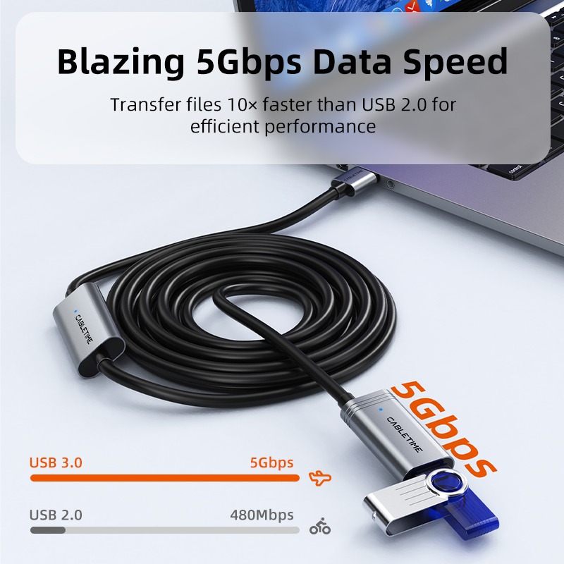 Кабель CABLETIME USB 3.0 AM - AF, 10 м Black (CA18S) Разъем 2 USB тип А (мама)