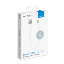 Кабель DEPPA USB - microUSB, white