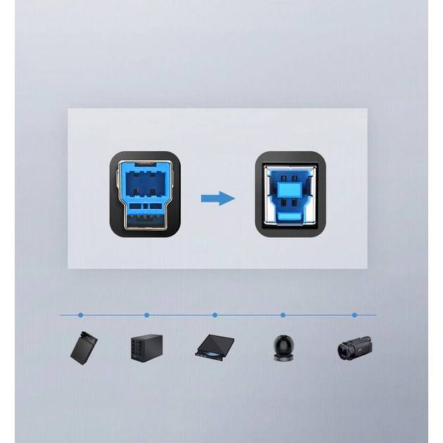 Кабель UGREEN USB 3.0 AM/BM 2м US210 Black (10372) Вид кабель