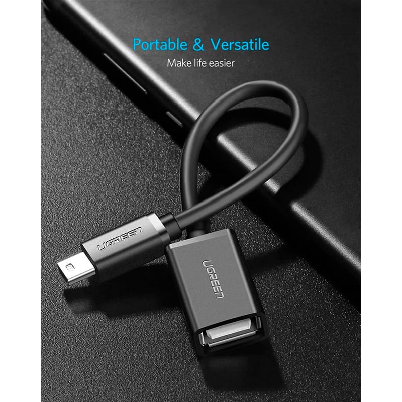 Перехідник UGREEN US249 USB Type A - USB mini Type B Black (10383) Роз'єм 2 USB mini тип B (папа)