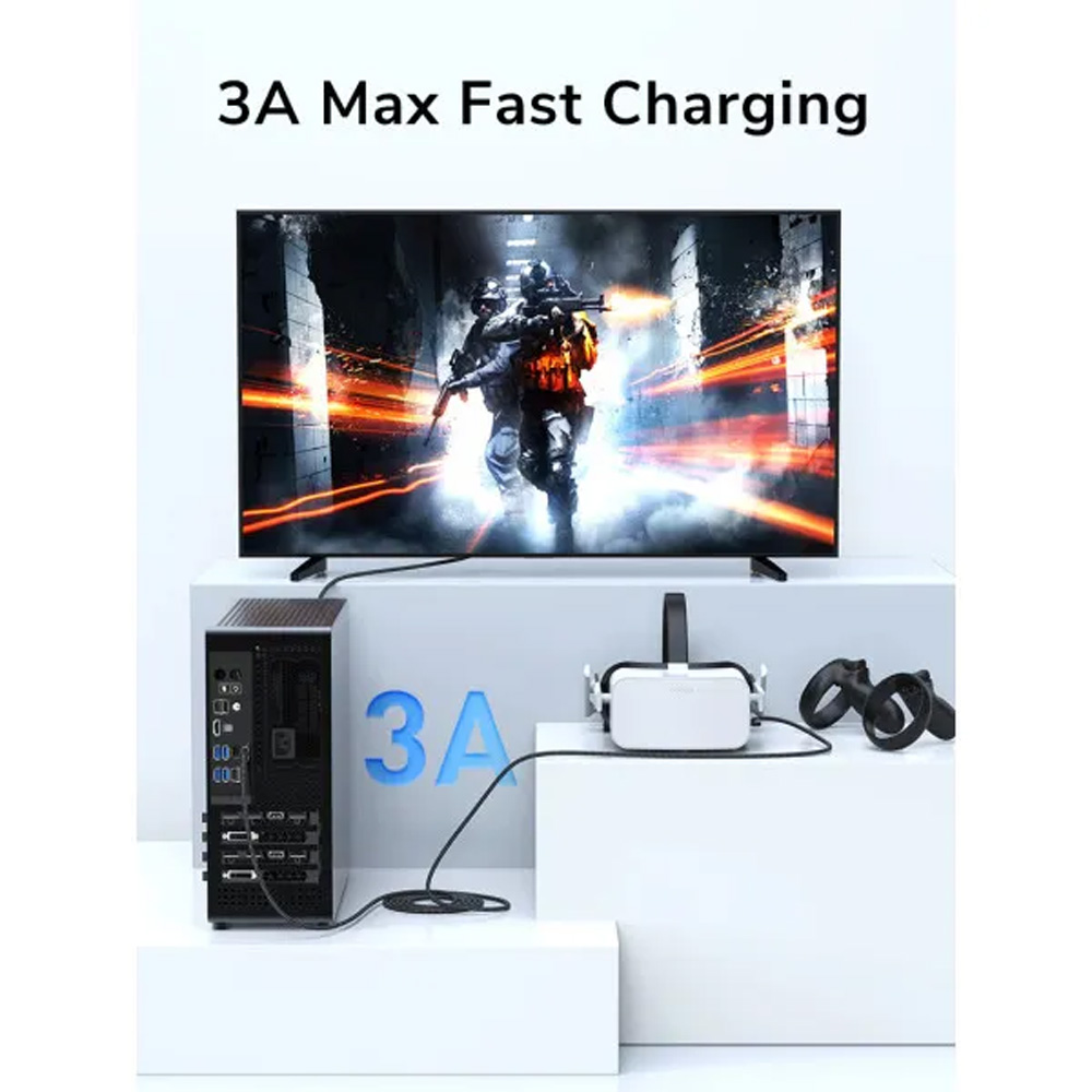 Кабель CABLETIME CA43P USB3.0 - Type-C VR Oculus Quest 2, 5 м Black (CA915927) Довжина 2.5