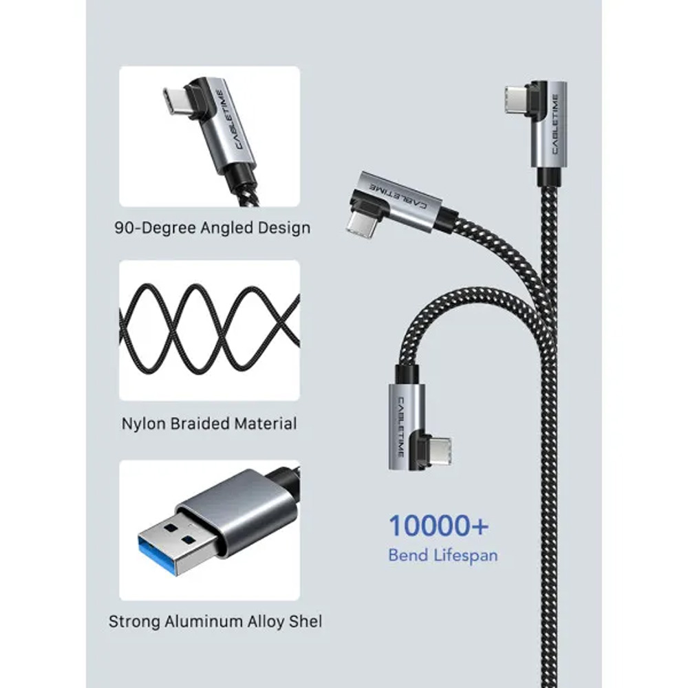 Зовнішній вигляд Кабель CABLETIME CA43P USB3.0 - Type-C VR Oculus Quest 2, 5 м Black (CA915927)