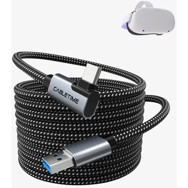 Фото Кабель CABLETIME CA43P USB3.0 - Type-C VR Oculus Quest 2, 5 м Black (CA915927)