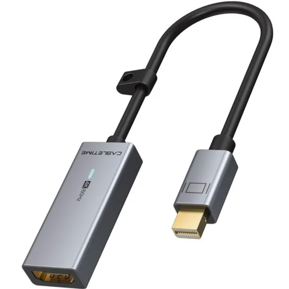Переходник CABLETIME CP26A mini DisplayPort (M) - HDMI (M) 4K/60Hz 0.15 м Grey (CA915347) Коннекторы папа-мама