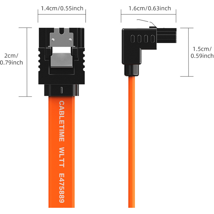 Кабель CABLETIME CAS1E SATA 3.0 0.5 м (CA915903) Роз'єм 1 SATA