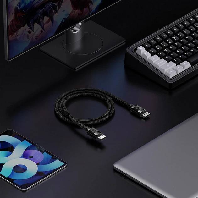 Зовнішній вигляд Кабель BASEUS High Definition Series DP 8K to DP 8K Adapter Cable 1.5m Cluster Black (B00633706111-01)