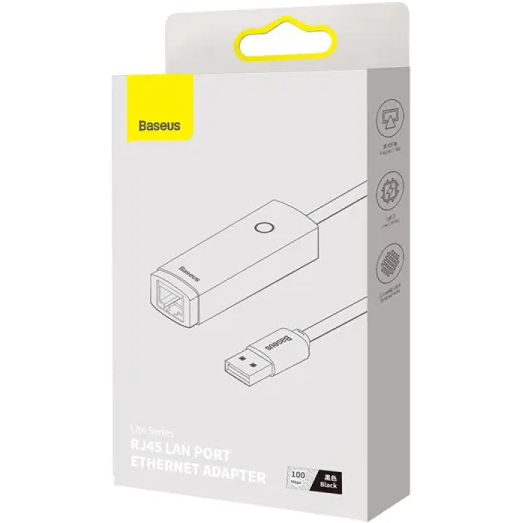 Огляд Перехідник BASEUS Lite Series USB - RJ45 22.5 см Black (WKQX000001)