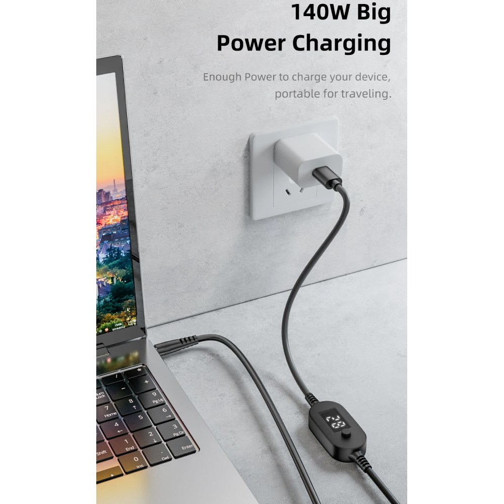 Внешний вид Кабель XOKO для роутера K695 USB Type-C to DC-5.5 x 2.5 140W 20V 7A Black (XK-K695)