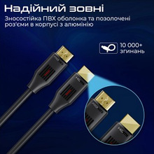 Кабель PATRON HDMI M - HDMI M 10.0m V2.0 4K60Hz Вlack (PN-HDMI-2.0-10)