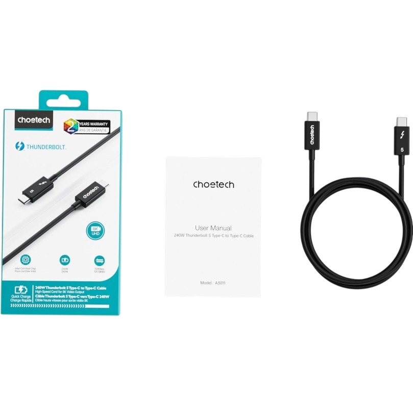 Покупка Кабель CHOETECH A3011 Thunderbolt 5 Intel USB Type-C - USB Type-C 1 м (A3011)