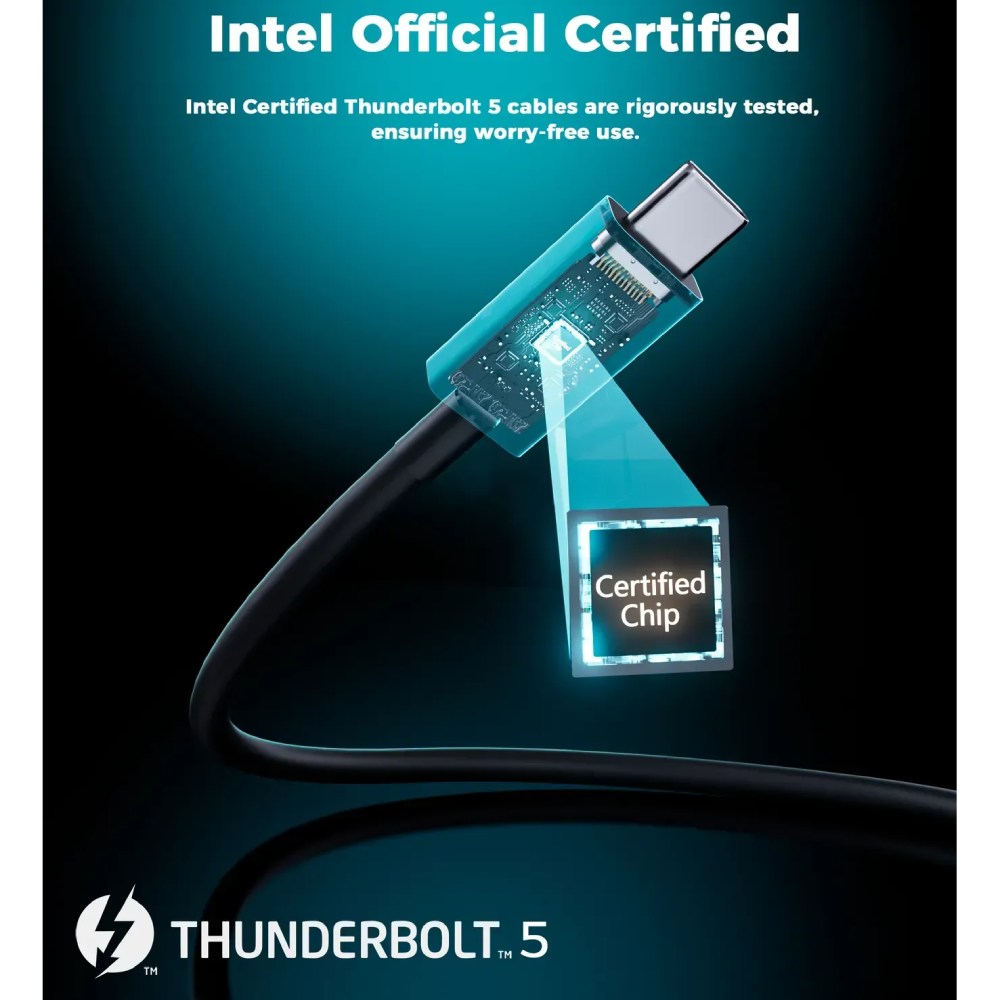 Кабель CHOETECH A3011 Thunderbolt 5 Intel USB Type-C - USB Type-C 1 м (A3011) Разъем 1 Thunderbolt