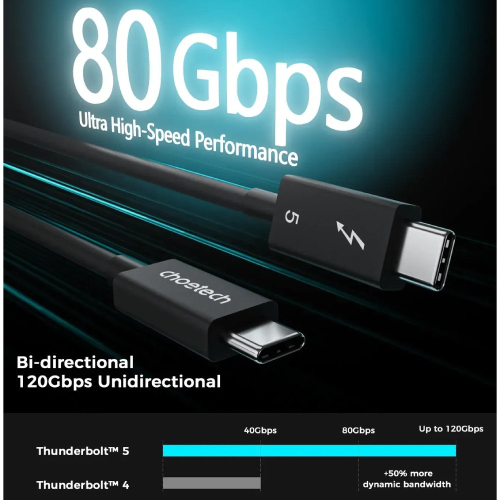 Заказать Кабель CHOETECH A3011 Thunderbolt 5 Intel USB Type-C - USB Type-C 1 м (A3011)