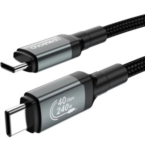 Кабель CHOETECH XCC-1040 USB Type-C - USB Type-C 4 GEN3 1.2 м Дополнительно Выходная мощность: до 240W Power Delivery, Видео: 8K при 60Hz, Скорость передачи данных: 40Gbps