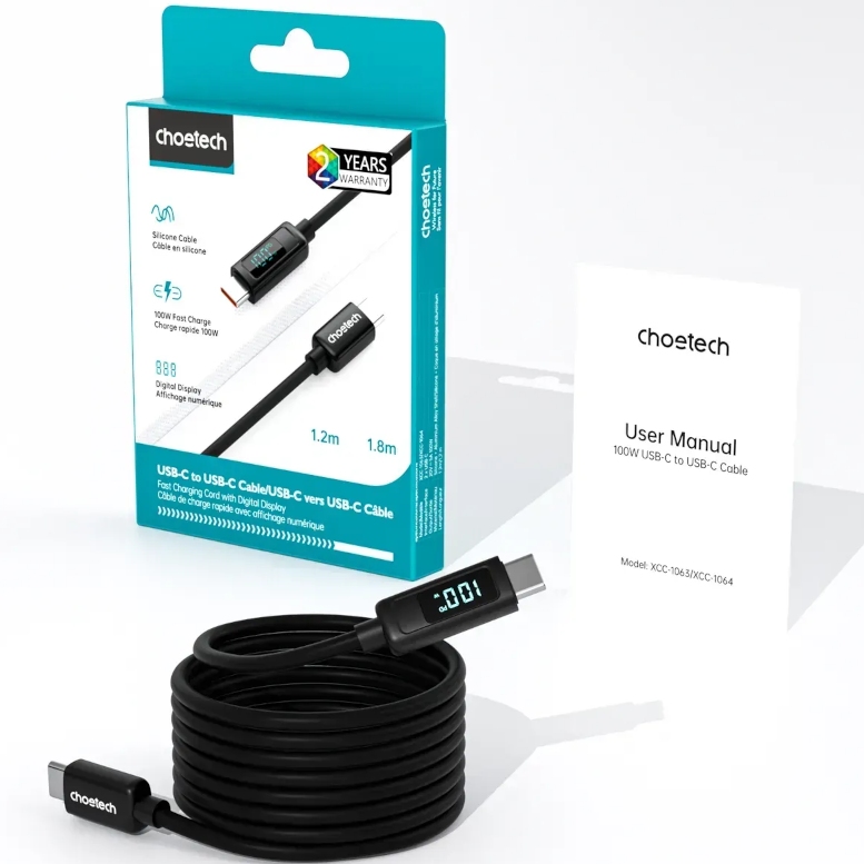 Покупка Кабель CHOETECH XCC-1063 USB Type-C - USB Type-C 1.8 м Black