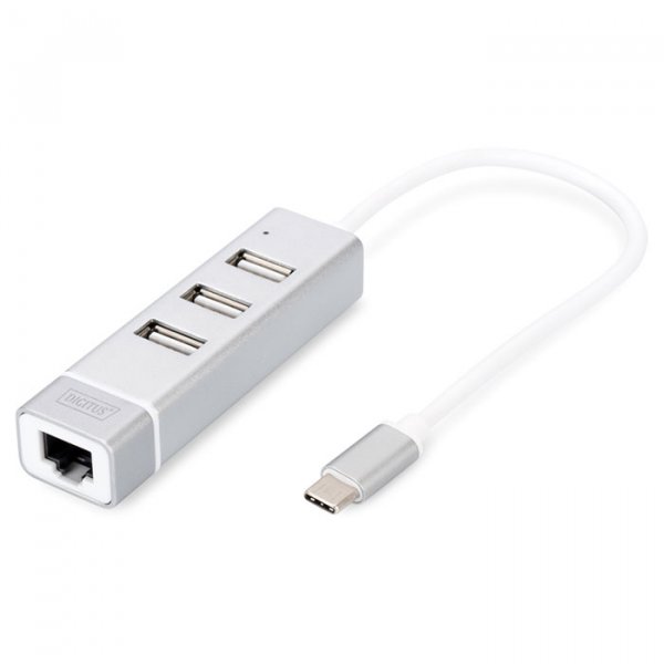 Перехідник DIGITUS USB Type-C, 3xUSB+Fast Ethernet (DA-70253)