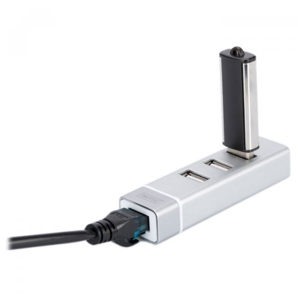 Перехідник DIGITUS USB Type-C, 3xUSB+Fast Ethernet (DA-70253) Роз'єм 2 RJ45