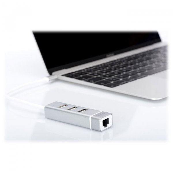 Перехідник DIGITUS USB Type-C, 3xUSB+Fast Ethernet (DA-70253) Роз'єм 3 USB тип А (мама)