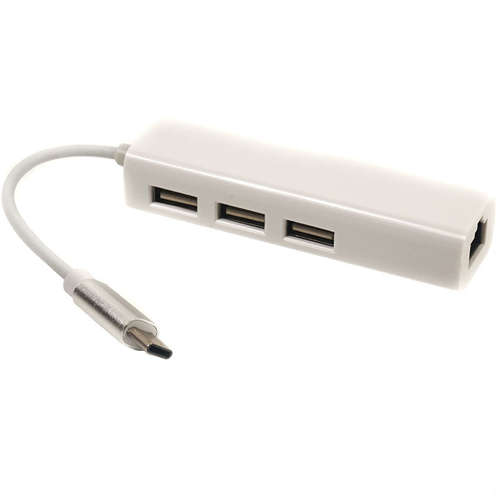 Переходник POWERPLANT USB Type-C - 3 порта USB 2.0 + Ethernet (CA910397)