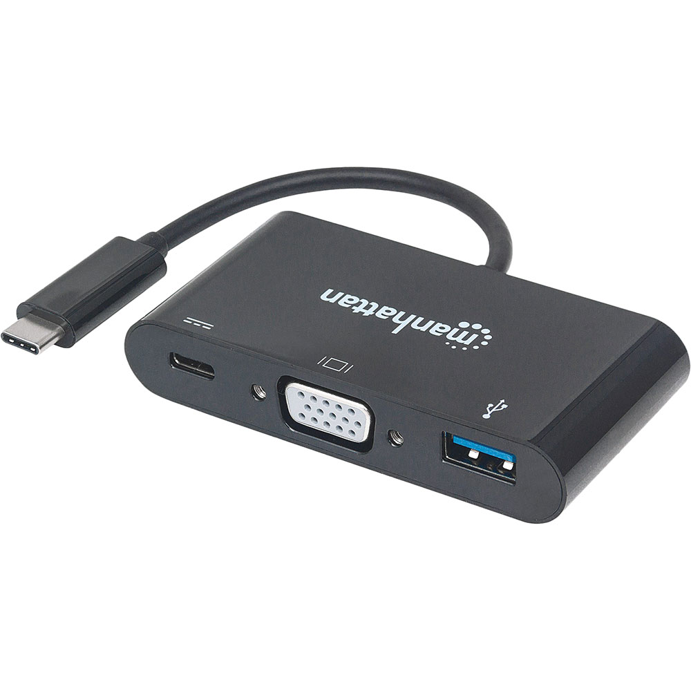 Переходник Manhattan USB Type-C - USB/VGA/USB Type-C 0.08 м Black (152044)